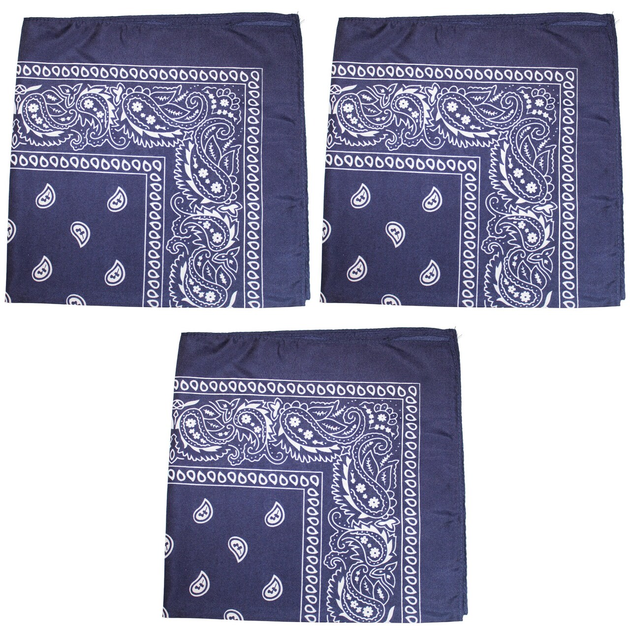 3 Pack Paisley Cotton Bandanas Classic Western Style Headwear